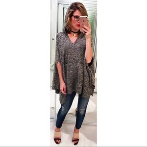 Splendid Gray Hooded Poncho